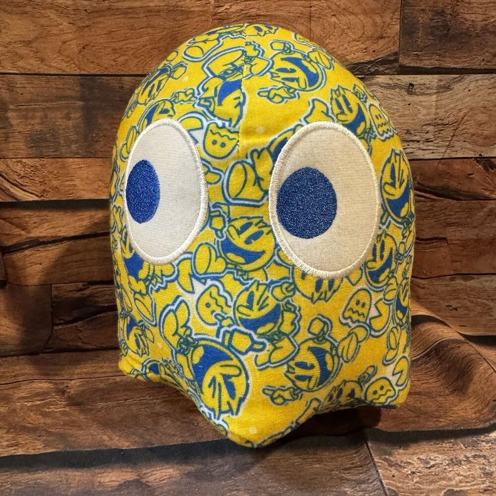 Pac-Man Ghost Plush 8" Yellow Sticker Bomb Bandai Namco Toy Factory Inky Blinky